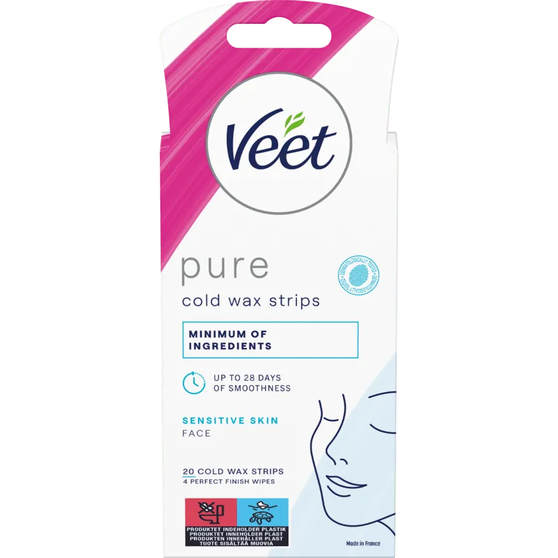 Bild 1 för Veet Pure Wax Strips Ansikte Känslig Hud 20 st