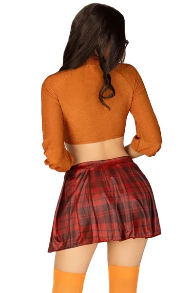 Bild 2 för Velma Crop Top & Plaid Skirt XS Rollspel & Maskerad