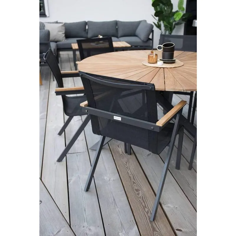 Bild 5 för Venture Design, Mexico Matbord Ø140 cm Svart/Teak