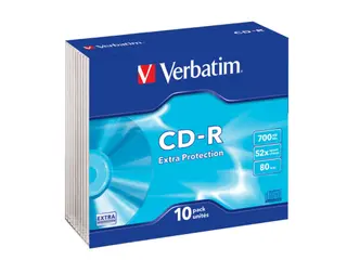 Produktfoto för Verbatim - 10 x CD-R - 700 MB (80min) 52x - tunt CD-fodral