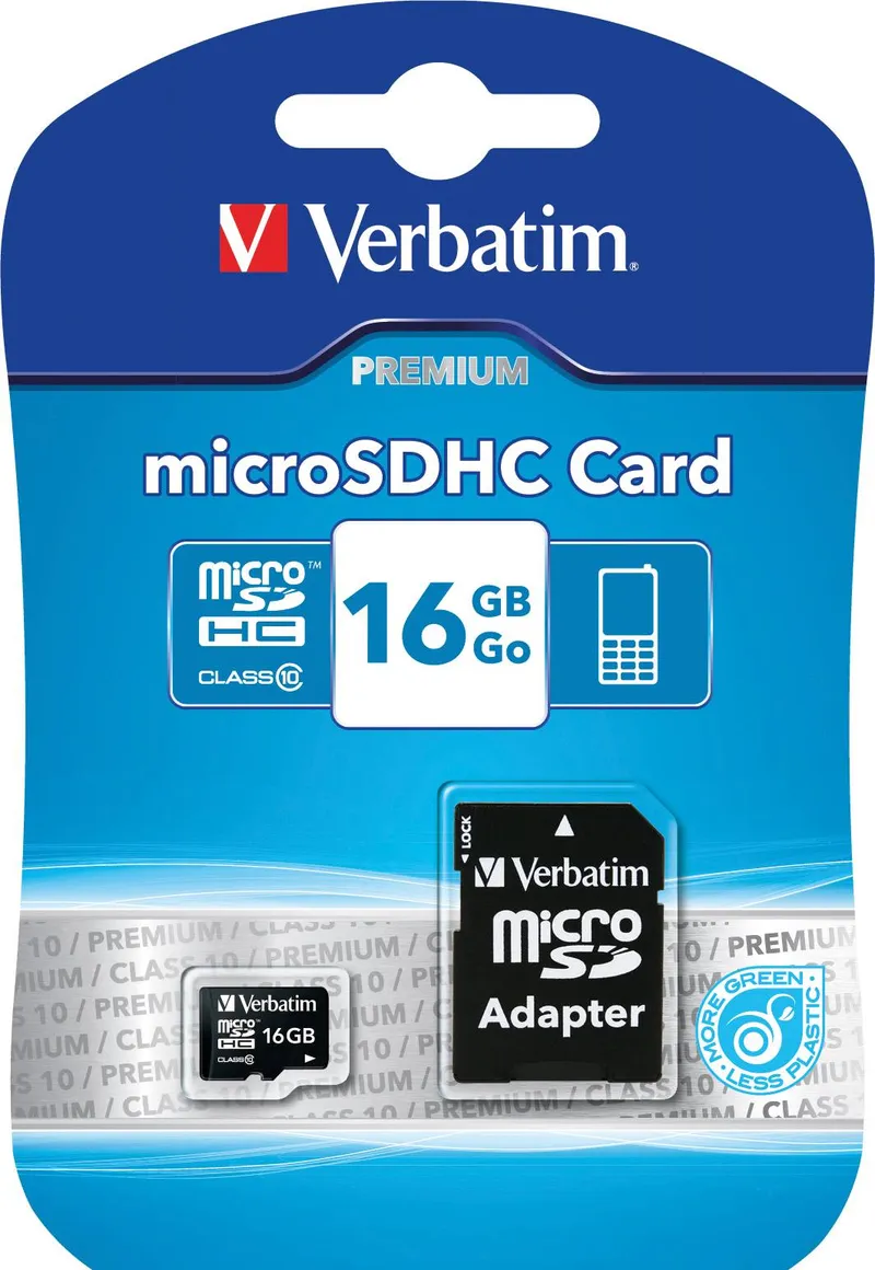 Bild 2 för Verbatim 16GB MicroSDHC Minneskort med adapter, Class 10