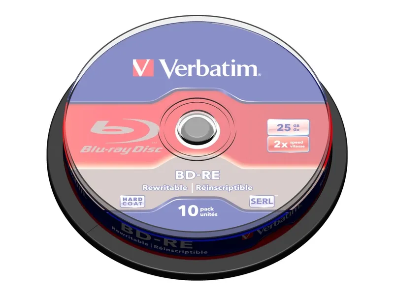 Alternativ bild 0 för Verbatim BD-RE SL, 2x, 25GB/200min, 10-pack spindel, Hard Coat, MABL