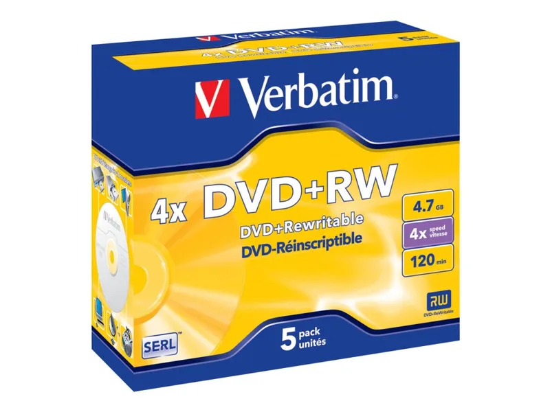 Alternativ bild 0 för Verbatim Blank DVD+RW, omskrivbar, 4,7 GB/120 min, 4x hastighet