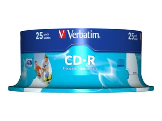 Produktfoto för Verbatim DataLifePlus - 25 x CD-R - 700 MB 52x - utskrivbar yta - spindel