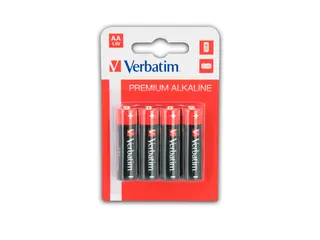 Produktfoto för Verbatim Premium Alkaline, LR06 / AA batterier, 1,5V, 4-pack