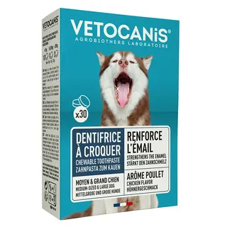 Produktfoto för Vetocanis Tandtabletter Hund 30 st