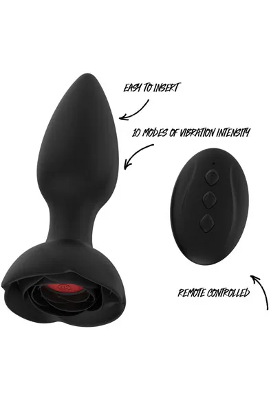 Bild 1 för VIBRATING ROSE BUTTPLUG WITH REMOTE