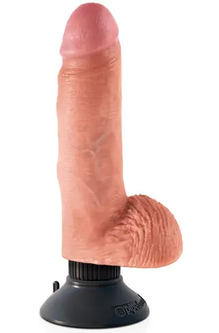 Produktfoto för Vibrerande Dildo Med Pung 18 cm - Ljus Hudfärg