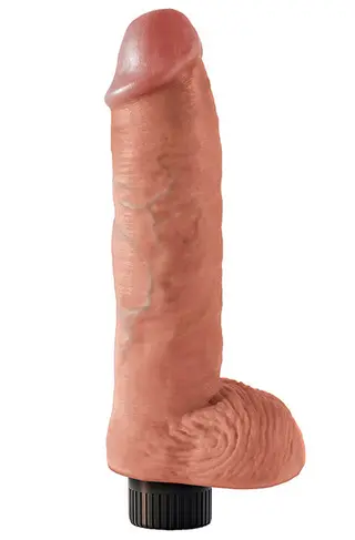 Produktfoto för Vibrerande Dildo med Pung 20 cm - Ljus Hudfärg