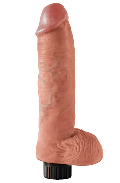 Bild 1 för Vibrerande Dildo med Pung 20 cm - Ljus Hudfärg