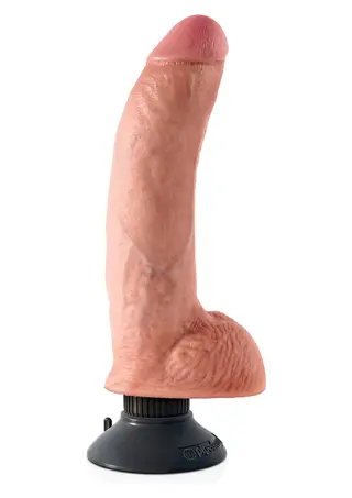 Produktfoto för Vibrerande Dildo med Pung 20 cm - Ljus Hudfärg