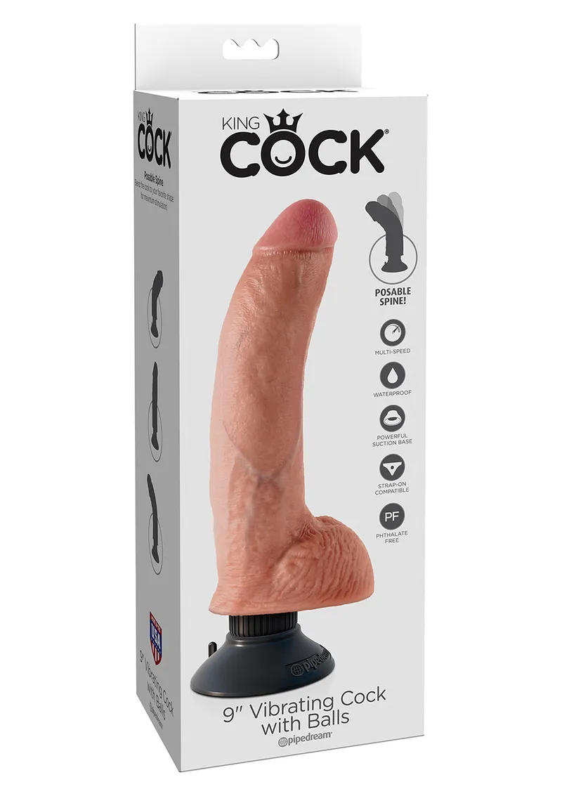 Bild 2 för Vibrerande Dildo med Pung 20 cm - Ljus Hudfärg