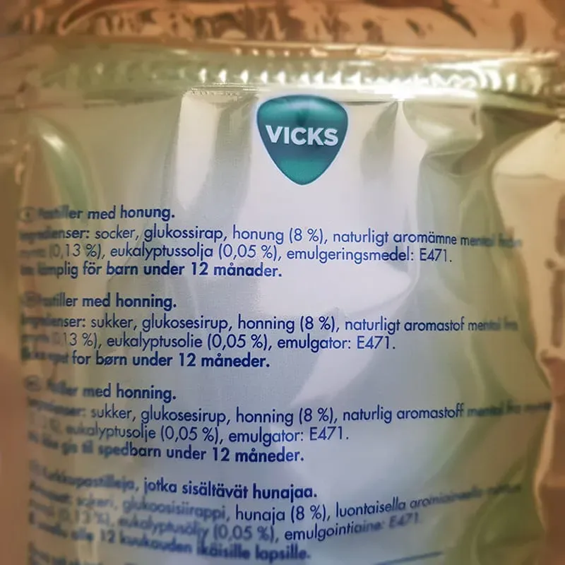 Bild 2 för Vicks Honey Fresh/natural menthol 72g