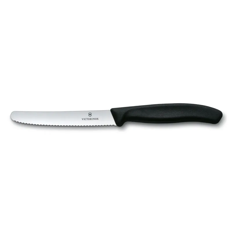 Alternativ bild 0 för Victorinox Tomat- och Korvkniv 11 cm Tandad Svart