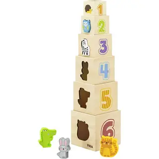 Produktfoto för Viga Toys träpyramid pussel byggklossar sorterare