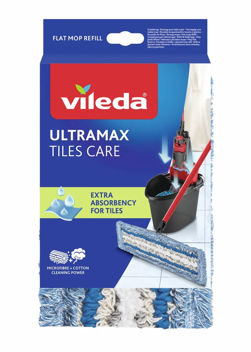 Alternativ bild 0 för Vileda 4023103139022, Mopphuvud, Blå, Vit, Bomull, Mikrofiber, Polyamid, Polyester, 1 styck
