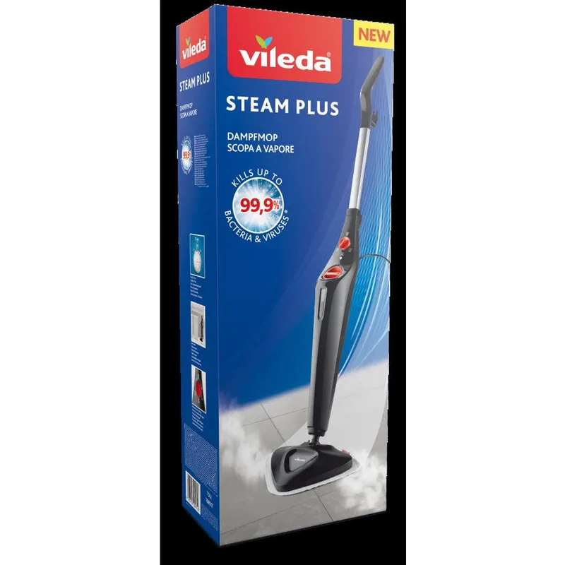 Bild 3 för Vileda Steam Plus, Bärbar ångtvätt, 0,4 l, Svart, Rotations-, 0,4 l, 1550 W