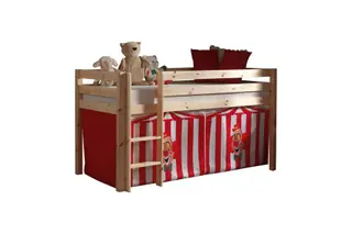 Produktfoto för Vipack Miniloftsäng Natur Med Gardin - Cirkus