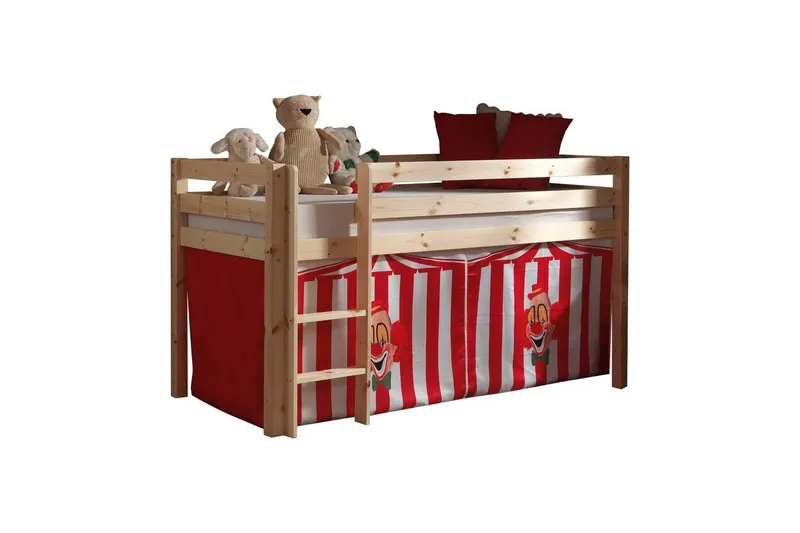 Bild 1 för Vipack Miniloftsäng Natur Med Gardin - Cirkus