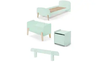 Produktfoto för Vipack Säng - Kiddy 90x200 Cm Med Sängbord, Skyddskant Och Leksakslåda - Grön