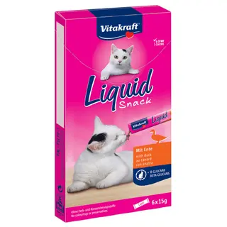 Produktfoto för VITAKRAFT Cat Liquid Snack: anka, betaglucan 6 st.