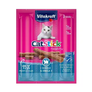 Produktfoto för VITAKRAFT CatStick Mini with flounder and Omega-3 - Kattegodbidder -  3 stk