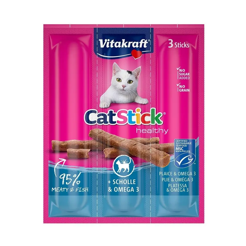 Alternativ bild 0 för VITAKRAFT CatStick Mini with flounder and Omega-3 - Kattegodbidder -  3 stk