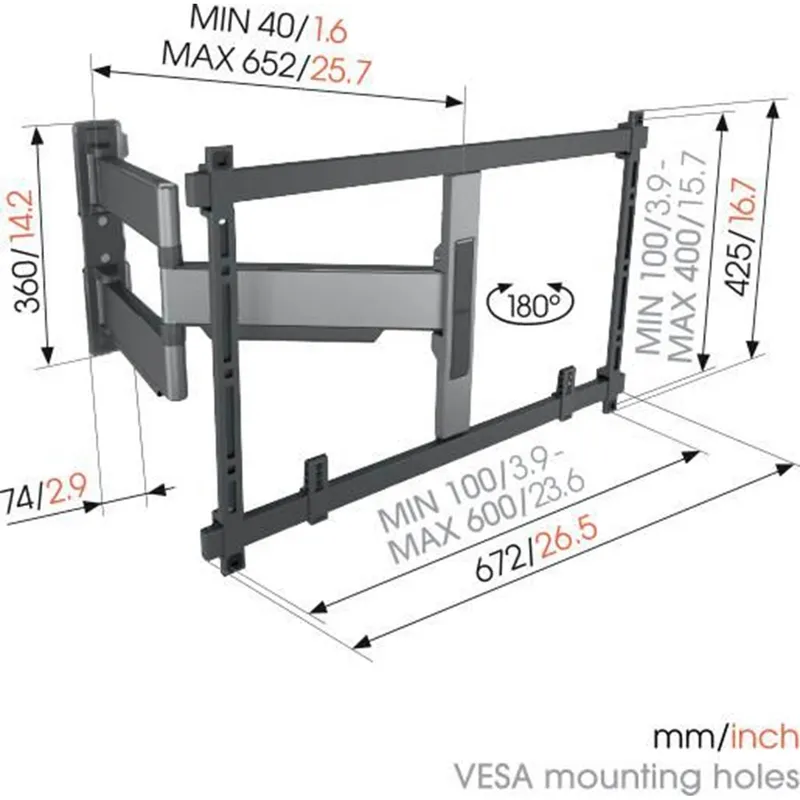 Bild 2 för Vogel's TVM 5645 Elite Full Motion+ Large 77” 45kg Justerbart TV väggfäste