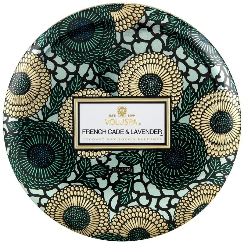 Alternativ bild 0 för Voluspa French Cade & Lavender 3-Wick in Decorative Tin 40h 340 g