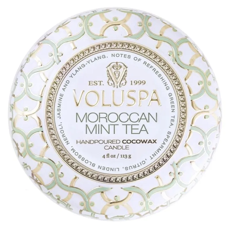 Alternativ bild 0 för Voluspa Moroccan Mint Tea Maison Blanc Decorative Tin Candle 25h