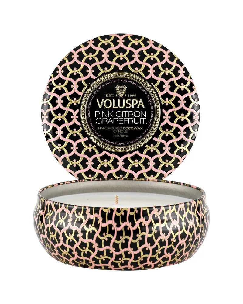 Bild 2 för Voluspa Pink Citron Grapefruit 3-Wick Tin Candle 40h
