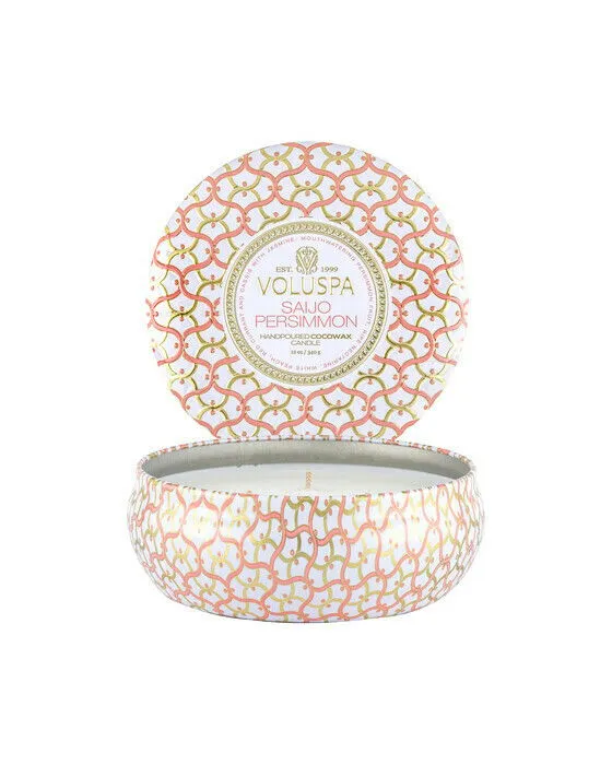 Bild 1 för Voluspa Saijo Persimmon Maison Blanc 3-Wick in Decorative Tin 40h