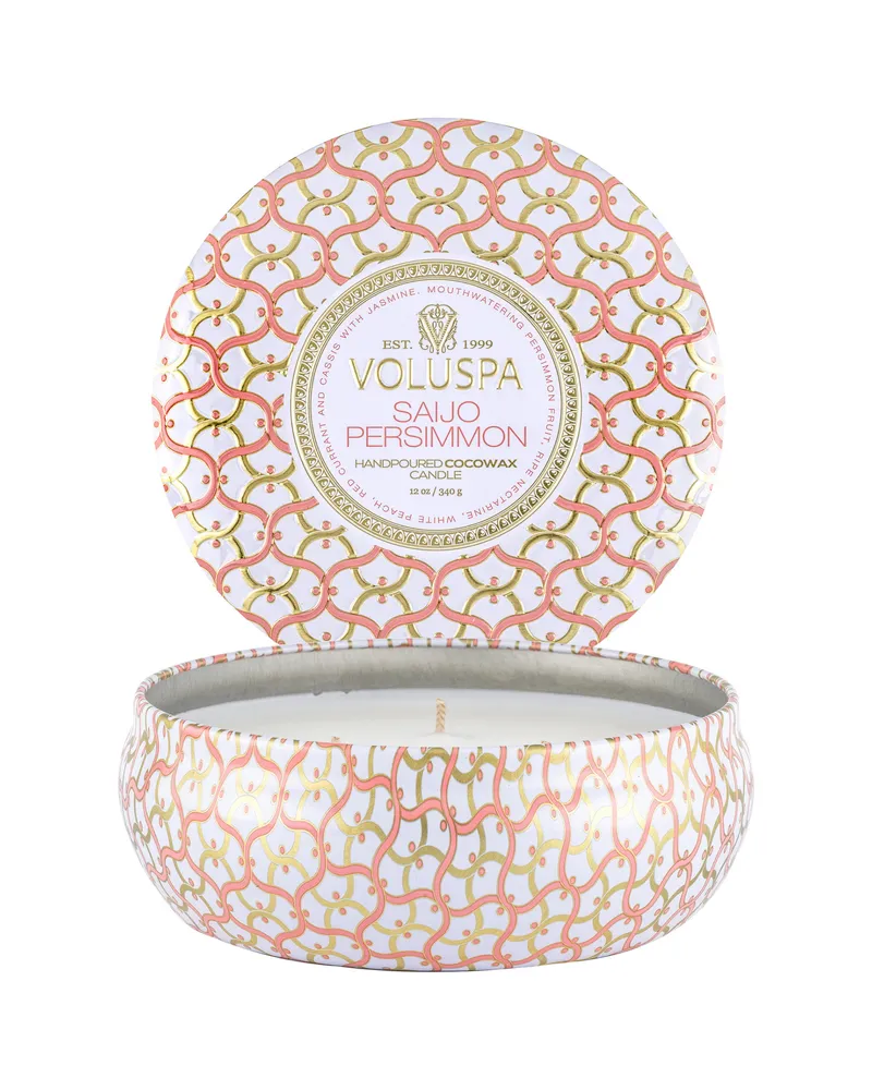 Bild 2 för Voluspa Saijo Persimmon Maison Blanc 3-Wick in Decorative Tin 40h