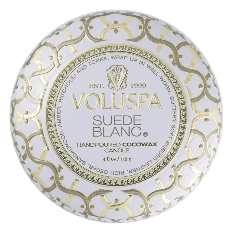 Alternativ bild 0 för Voluspa Suede Blanc Maison Blanc Decorative Tin Candle 25h