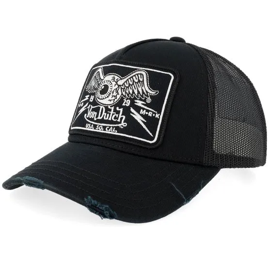 Bild 1 för Von Dutch - Svart trucker Keps - Square Patch Black Trucker @ Hatstore