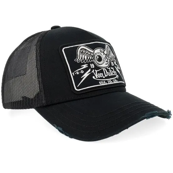 Bild 2 för Von Dutch - Svart trucker Keps - Square Patch Black Trucker @ Hatstore