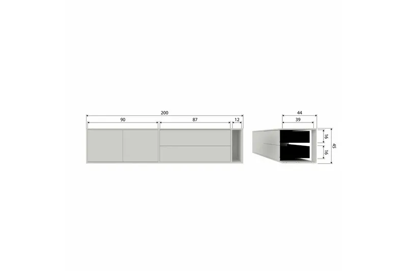 Bild 2 för VTWONEN Settle Down TV-bord, w. 2 d&ouml;rrar, 2 l&aring;dor och 1 hylla - dammfuru (200x45)