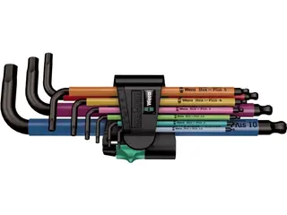 Produktfoto för Wera 05022210001, Insexnycklar med L-handtag, set, Metrisk, 9 styck, Rostfritt stål, Svartoxidering, 1.5,2,2.5,3,4,5,6,8,10 mm