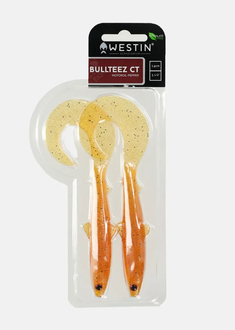 Bild 2 för Westin BullTeez Curltail 14cm 15g Motoroil Pepper 2pcs
