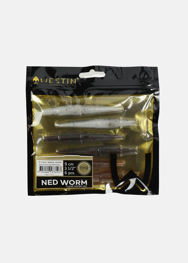 Bild 2 för Westin NED Worm Clear Water Mix 7 cm jigg 7 st/pkt