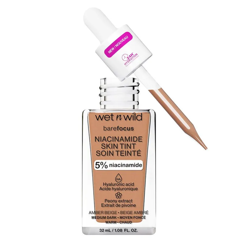 Bild 3 för Wet n Wild Bare Focus Niacinamide Skin Tint Amber Beige 32 ml