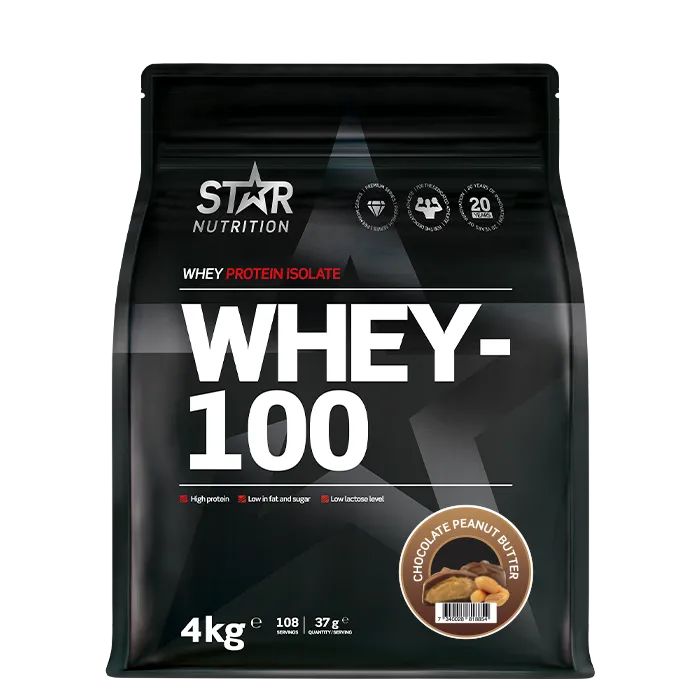 Alternativ bild 0 för Whey-100 Vassleprotein 4 kg - Chocolate Peanut butter
