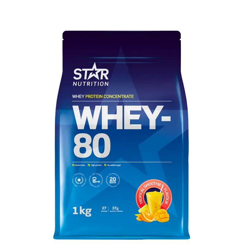 Alternativ bild 0 för Whey-80, 1 kg, Tropical Smoothie