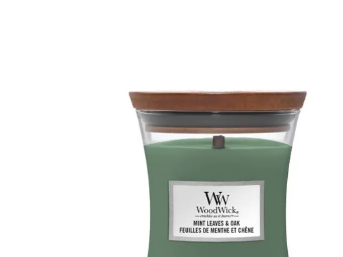 Alternativ bild 0 för WoodWick Mint Leaves & Oak, Cylinder, Grön, Mint, Ekträ, 60 h, 1 styck