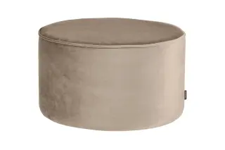 Produktfoto för WOOOD Sara l&aring;g sittpuff, rund - khaki polyester sammet (&Oslash;60)