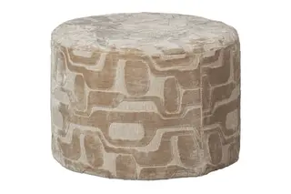 Produktfoto för WOOOD Yago-puff, rund - naturligt m&ouml;nstertyg (&Oslash;60x43)