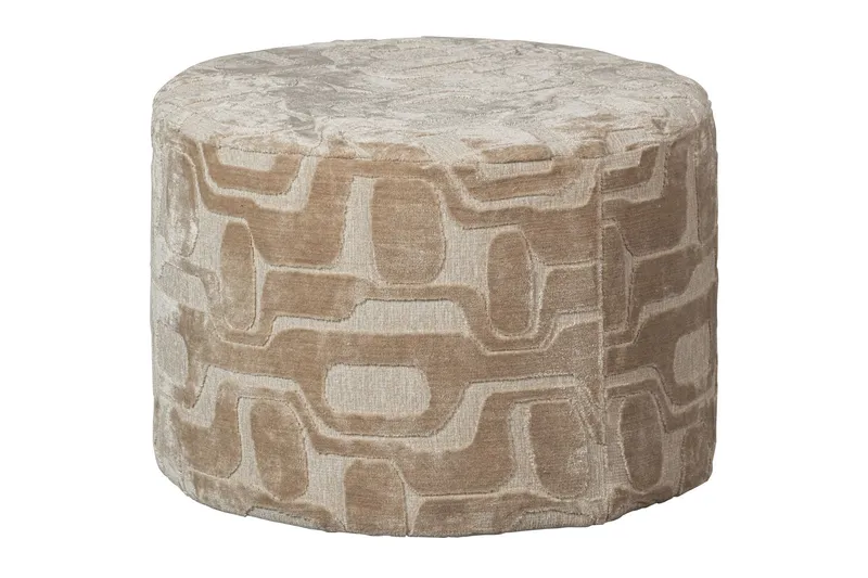 Bild 1 för WOOOD Yago-puff, rund - naturligt m&ouml;nstertyg (&Oslash;60x43)