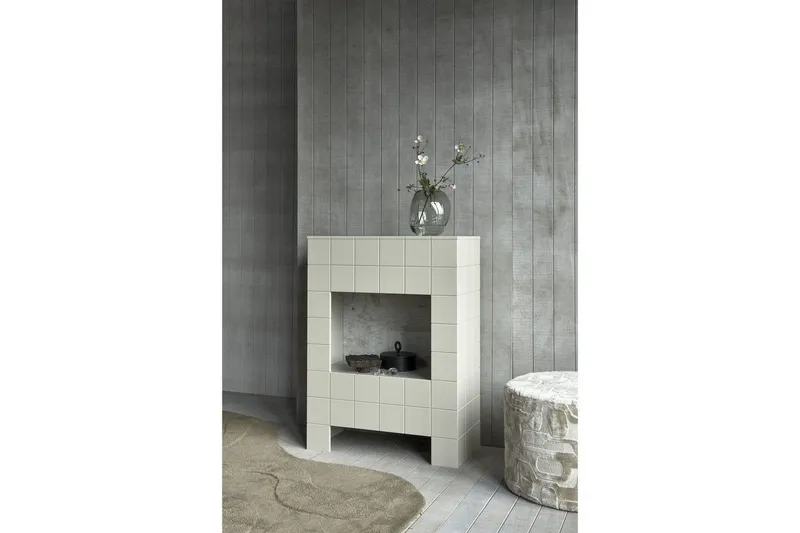 Bild 2 för WOOOD Yago-puff, rund - naturligt m&ouml;nstertyg (&Oslash;60x43)