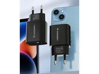Produktfoto för Wozinsky USB-A USB-C 20W Väggladdare - Svart
