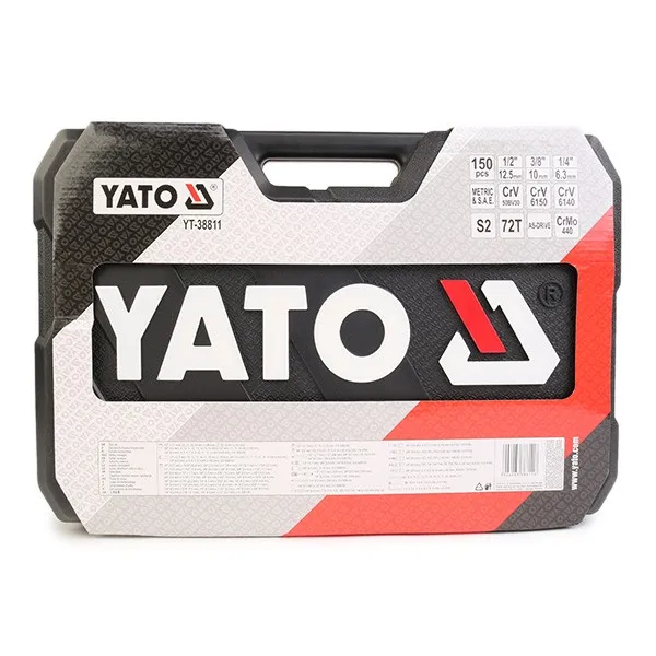 Alternativ bild 0 för Yato YT-38811, Topnyckelsats, 150 st, Krom, Krom-vanadiumstål, 12 kg, 20,21,22,24 mm